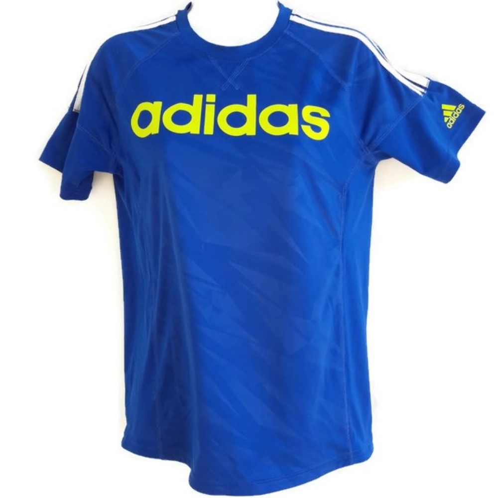 adidas Athletic Top Spell Out Short Sleeve Blue S - Picture 1 of 4